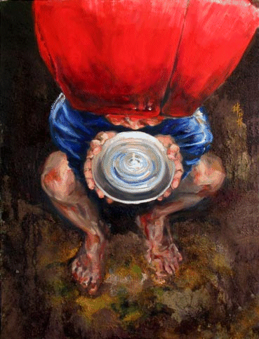 A Bowl of Water. 75cm x 100cm. Oil on canvas.